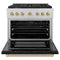 Autograph Edition 36 In. 5.2 Cu. Ft. Paramount Gas Range With 6 Burner Cooktop And Convection Gas Oven In Satin Stainless Steel With Black Matte Door And Champagne Bronze Accents