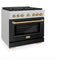 Autograph Edition 36 In. 5.2 Cu. Ft. Paramount Gas Range With 6 Burner Cooktop And Convection Gas Oven In Satin Stainless Steel With Black Matte Door And Champagne Bronze Accents