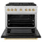 Autograph Edition 36 In. 5.2 Cu. Ft. Paramount Gas Range With 6 Burner Cooktop And Convection Gas Oven In Satin Stainless Steel With Black Matte Door And Polished Gold Accents