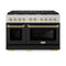 Autograph Edition 48 In. 6.7 Cu. Ft. Paramount Double Oven Gas Range With 8 Burner Cooktop In Satin Stainless Steel With Black Matte Doors And Champagne Bronze Accents