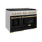 Autograph Edition 48 In. 6.7 Cu. Ft. Paramount Double Oven Gas Range With 8 Burner Cooktop In Satin Stainless Steel With Black Matte Doors And Champagne Bronze Accents