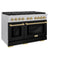 Autograph Edition 48 In. 6.7 Cu. Ft. Paramount Double Oven Gas Range With 8 Burner Cooktop In Satin Stainless Steel With Black Matte Doors And Champagne Bronze Accents