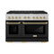 Autograph Edition 48 In. 6.7 Cu. Ft. Paramount Double Oven Gas Range With 8 Burner Cooktop In Satin Stainless Steel With Black Matte Doors And Champagne Bronze Accents