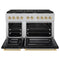 Autograph Edition 48 In. 6.7 Cu. Ft. Paramount Double Oven Gas Range With 8 Burner Cooktop In Satin Stainless Steel With Black Matte Doors And Champagne Bronze Accents
