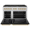 Autograph Edition 48 In. 6.7 Cu. Ft. Paramount Double Oven Gas Range With 8 Burner Cooktop In Satin Stainless Steel With Black Matte Doors And Polished Gold Accents