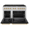 Autograph Edition 48 In. 6.7 Cu. Ft. Paramount Double Oven Gas Range With 8 Burner Cooktop In Satin Stainless Steel With Black Matte Doors And Polished Gold Accents