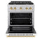 Autograph Edition 30 In. 4.2 Cu. Ft. 4 Burner Paramount Gas Range With Convection Gas Oven In Satin Stainless Steel With White Matte Door And Polished Gold Accents