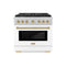 Autograph Edition 36 In. 5.2 Cu. Ft. Paramount Gas Range With 6 Burner Cooktop And Convection Gas Oven In Satin Stainless Steel With White Matte Door And Champagne Bronze Accents