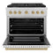 Autograph Edition 36 In. 5.2 Cu. Ft. Paramount Gas Range With 6 Burner Cooktop And Convection Gas Oven In Satin Stainless Steel With White Matte Door And Champagne Bronze Accents