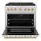 Autograph Edition 36 In. 5.2 Cu. Ft. Paramount Gas Range With 6 Burner Cooktop And Convection Gas Oven In Satin Stainless Steel With White Matte Door And Polished Gold Accents