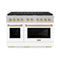 Autograph Edition 48 In. 6.7 Cu. Ft. Paramount Double Oven Gas Range With 8 Burner Cooktop In Satin Stainless Steel With White Matte Doors And Champagne Bronze Accents
