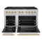Autograph Edition 48 In. 6.7 Cu. Ft. Paramount Double Oven Gas Range With 8 Burner Cooktop In Satin Stainless Steel With White Matte Doors And Champagne Bronze Accents