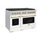 Autograph Edition 48 In. 6.7 Cu. Ft. Paramount Double Oven Gas Range With 8 Burner Cooktop In Satin Stainless Steel With White Matte Doors And Champagne Bronze Accents