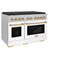 Autograph Edition 48 In. 6.7 Cu. Ft. Paramount Double Oven Gas Range With 8 Burner Cooktop In Satin Stainless Steel With White Matte Doors And Champagne Bronze Accents
