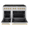 Autograph Edition 48 In. 6.7 Cu. Ft. Paramount Double Oven Gas Range With 8 Burner Cooktop In Satin Stainless Steel With White Matte Doors And Champagne Bronze Accents