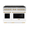 Autograph Edition 48 In. 6.7 Cu. Ft. Paramount Double Oven Gas Range With 8 Burner Cooktop In Satin Stainless Steel With White Matte Doors And Polished Gold Accents