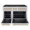 Autograph Edition 48 In. 6.7 Cu. Ft. Paramount Double Oven Gas Range With 8 Burner Cooktop In Satin Stainless Steel With White Matte Doors And Polished Gold Accents