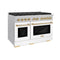 Autograph Edition 48 In. 6.7 Cu. Ft. Paramount Double Oven Gas Range With 8 Burner Cooktop In Satin Stainless Steel With White Matte Doors And Polished Gold Accents
