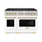 Autograph Edition 48 In. 6.7 Cu. Ft. Paramount Double Oven Gas Range With 8 Burner Cooktop In Satin Stainless Steel With White Matte Doors And Polished Gold Accents