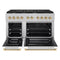 Autograph Edition 48 In. 6.7 Cu. Ft. Paramount Double Oven Gas Range With 8 Burner Cooktop In Satin Stainless Steel With White Matte Doors And Polished Gold Accents