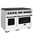 Autograph Edition 48 In. 6.7 Cu. Ft. Paramount Double Oven Gas Range With 8 Burner Cooktop In Satin Stainless Steel With White Matte Doors And Matte Black Accents