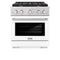 30 In. 4.2 Cu. Ft. Paramount Gas Range With 4 Burner Cooktop And Convection Gas Oven In Stainless Steel With White Matte Door
