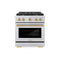 Autograph Edition 30 In. 4.2 Cu. Ft. Paramount Gas Range With 4 Burner Cooktop And Convection Gas Oven In Stainless Steel And Champagne Bronze Accents