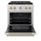 Autograph Edition 30 In. 4.2 Cu. Ft. Paramount Gas Range With 4 Burner Cooktop And Convection Gas Oven In Stainless Steel And Champagne Bronze Accents