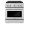 Autograph Edition 30 In. 4.2 Cu. Ft. Paramount Gas Range With 4 Burner Cooktop And Convection Gas Oven In Stainless Steel And Champagne Bronze Accents