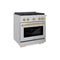 Autograph Edition 30 In. 4.2 Cu. Ft. Paramount Gas Range With 4 Burner Cooktop And Convection Gas Oven In Stainless Steel And Champagne Bronze Accents