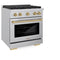 Autograph Edition 30 In. 4.2 Cu. Ft. Paramount Gas Range With 4 Burner Cooktop And Convection Gas Oven In Stainless Steel And Champagne Bronze Accents