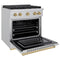 Autograph Edition 30 In. 4.2 Cu. Ft. Paramount Gas Range With 4 Burner Cooktop And Convection Gas Oven In Stainless Steel And Champagne Bronze Accents
