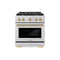 Autograph Edition 30 In. 4.2 Cu. Ft. Paramount Gas Range With 4 Burner Cooktop And Convection Gas Oven In Stainless Steel And Champagne Bronze Accents