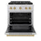 Autograph Edition 30 In. 4.2 Cu. Ft. Paramount Gas Range With 4 Burner Cooktop And Convection Gas Oven In Stainless Steel And Champagne Bronze Accents