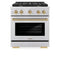 Autograph Edition 30 In. 4.2 Cu. Ft. Paramount Gas Range With 4 Burner Cooktop And Convection Gas Oven In Stainless Steel And Champagne Bronze Accents