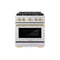 Autograph Edition 30 In. 4.2 Cu. Ft. Paramount Gas Range With 4 Burner Cooktop And Convection Gas Oven In Stainless Steel And Polished Gold Accents