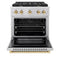 Autograph Edition 30 In. 4.2 Cu. Ft. Paramount Gas Range With 4 Burner Cooktop And Convection Gas Oven In Stainless Steel And Polished Gold Accents