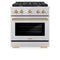 Autograph Edition 30 In. 4.2 Cu. Ft. Paramount Gas Range With 4 Burner Cooktop And Convection Gas Oven In Stainless Steel And Polished Gold Accents