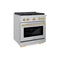 Autograph Edition 30 In. 4.2 Cu. Ft. Paramount Gas Range With 4 Burner Cooktop And Convection Gas Oven In Stainless Steel And Polished Gold Accents