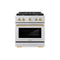 Autograph Edition 30 In. 4.2 Cu. Ft. Paramount Gas Range With 4 Burner Cooktop And Convection Gas Oven In Stainless Steel And Polished Gold Accents