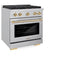 Autograph Edition 30 In. 4.2 Cu. Ft. Paramount Gas Range With 4 Burner Cooktop And Convection Gas Oven In Stainless Steel And Polished Gold Accents
