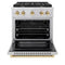 Autograph Edition 30 In. 4.2 Cu. Ft. Paramount Gas Range With 4 Burner Cooktop And Convection Gas Oven In Stainless Steel And Polished Gold Accents