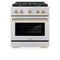 Autograph Edition 30 In. 4.2 Cu. Ft. Paramount Gas Range With 4 Burner Cooktop And Convection Gas Oven In Stainless Steel And Polished Gold Accents