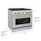 Autograph Edition 36 In. 5.2 Cu. Ft. Paramount Gas Range With 6 Burner Cooktop And Convection Gas Oven In Stainless Steel And Champagne Bronze Accents