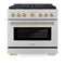 Autograph Edition 36 In. 5.2 Cu. Ft. Paramount Gas Range With 6 Burner Cooktop And Convection Gas Oven In Stainless Steel And Champagne Bronze Accents