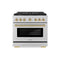 Autograph Edition 36 In. 5.2 Cu. Ft. Paramount Gas Range With 6 Burner Cooktop And Convection Gas Oven In Stainless Steel And Champagne Bronze Accents