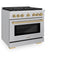 Autograph Edition 36 In. 5.2 Cu. Ft. Paramount Gas Range With 6 Burner Cooktop And Convection Gas Oven In Stainless Steel And Champagne Bronze Accents