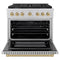 Autograph Edition 36 In. 5.2 Cu. Ft. Paramount Gas Range With 6 Burner Cooktop And Convection Gas Oven In Stainless Steel And Champagne Bronze Accents