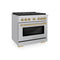 Autograph Edition 36 In. 5.2 Cu. Ft. Paramount Gas Range With 6 Burner Cooktop And Convection Gas Oven In Stainless Steel And Champagne Bronze Accents
