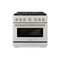 Autograph Edition 36 In. 5.2 Cu. Ft. Paramount Gas Range With 6 Burner Cooktop And Convection Gas Oven In Stainless Steel And Champagne Bronze Accents
